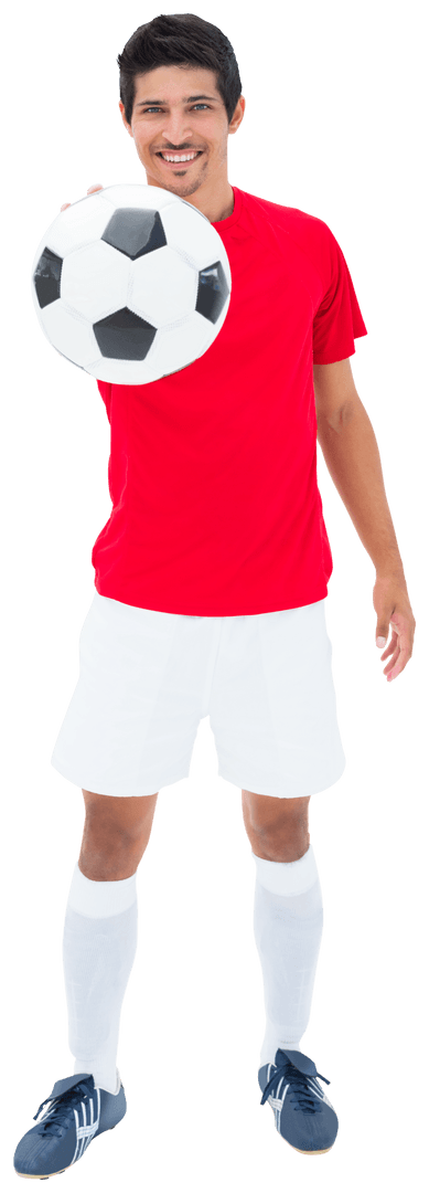 Smiling Biracial Football Player Holding Ball Transparent Background