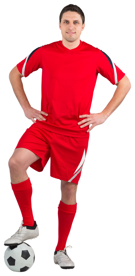 Confident Soccer Player in Red Uniform Posing on Transparent Background - Download Free Stock Images Pikwizard.com