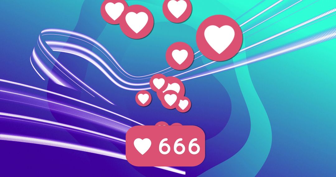 Floating Digital Hearts on Abstract Tech Background