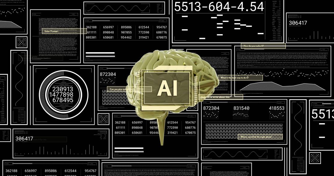 Abstract AI Concepts with Brain and Data Analytics Overlays