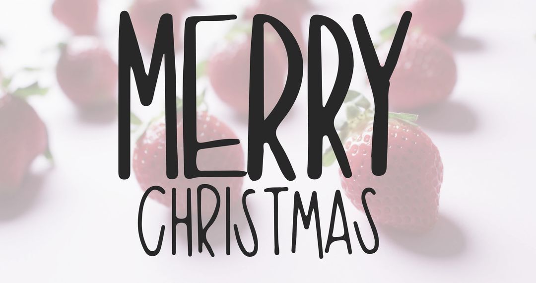 Hand-Lettered Merry Christmas On White Table With Strawberries