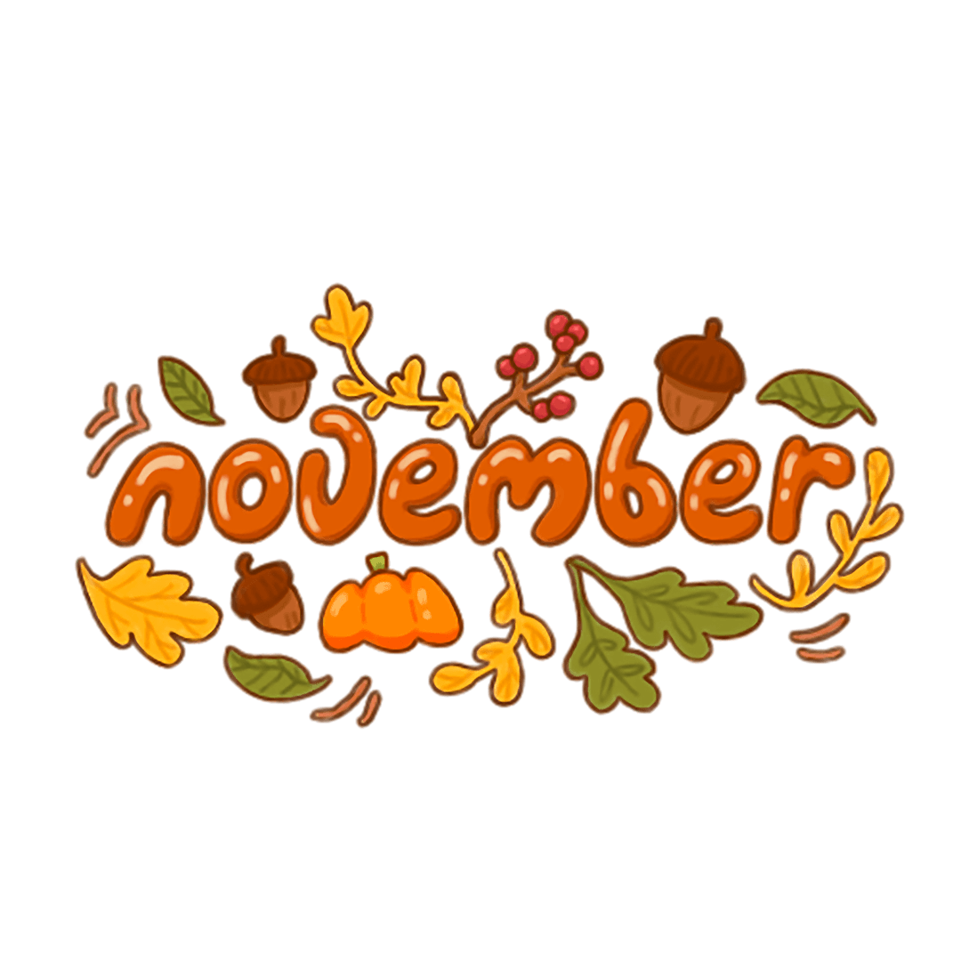 November Leaves and Acorns Transparent Design