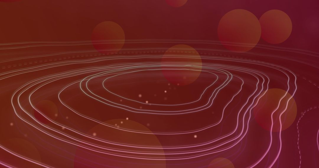 Flowing Abstract Lines and Dots on Orange Background