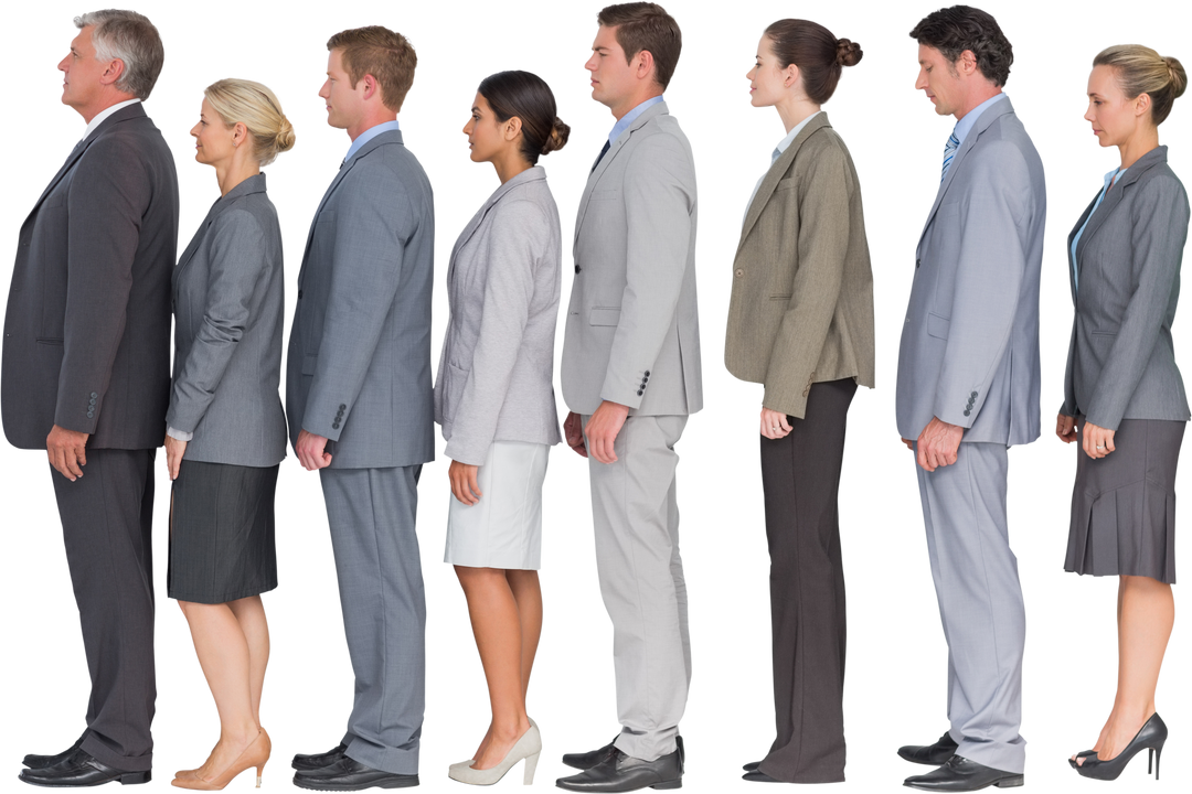 Transparent Display of Business Team Standing in Line Profile View - Download Free Stock Images Pikwizard.com