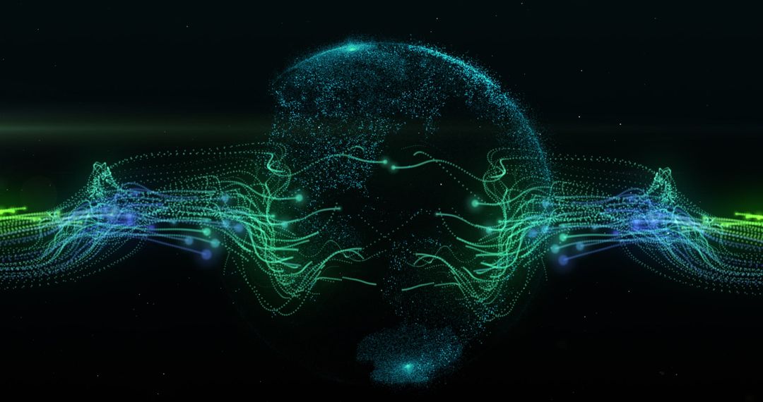 Glowing Energy Currents Around Modern Digital Globe