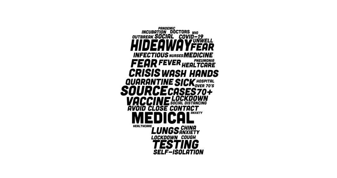 Human Head Composed of Pandemic-Related Words