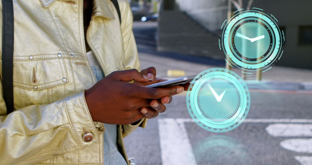 Businesswoman Using Digital Interface with Advanced Technology