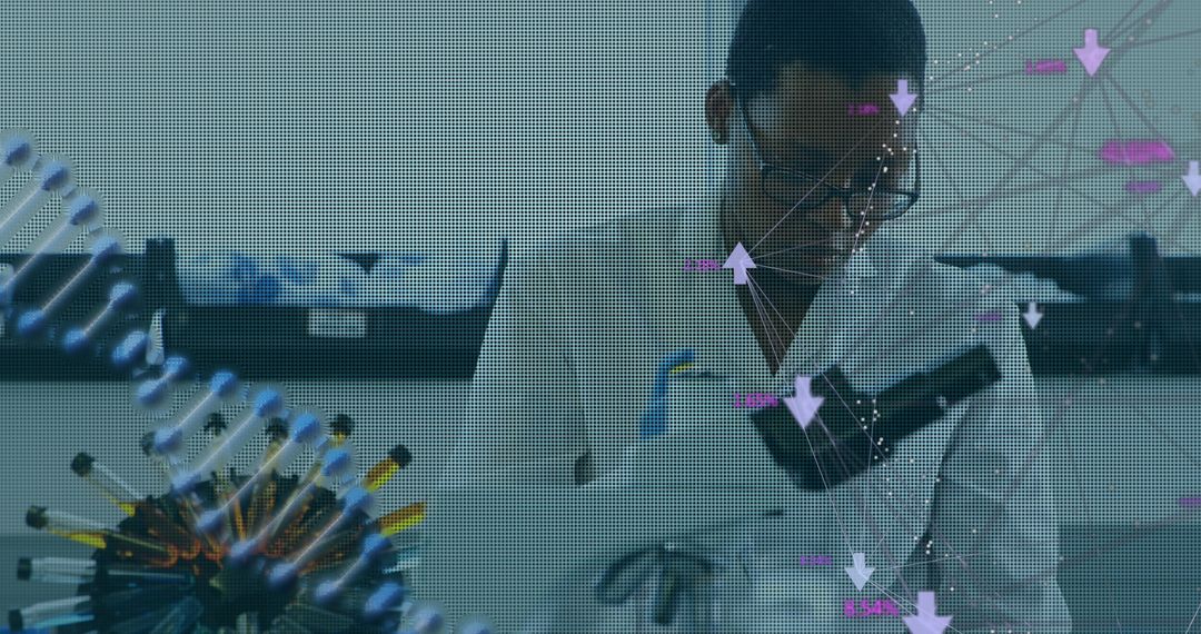 Scientist Analyzing DNA Data in COVID-19 Research Lab