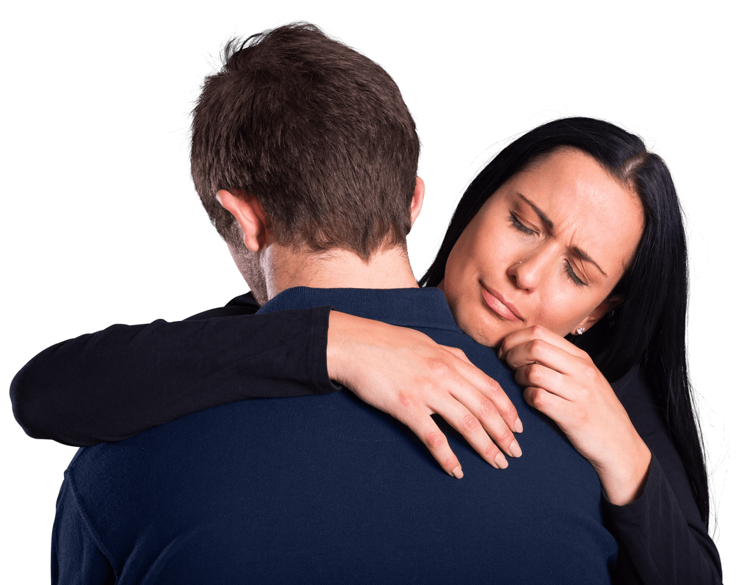 Caucasian Couple Embracing on Transparent Background for Relationships Concept