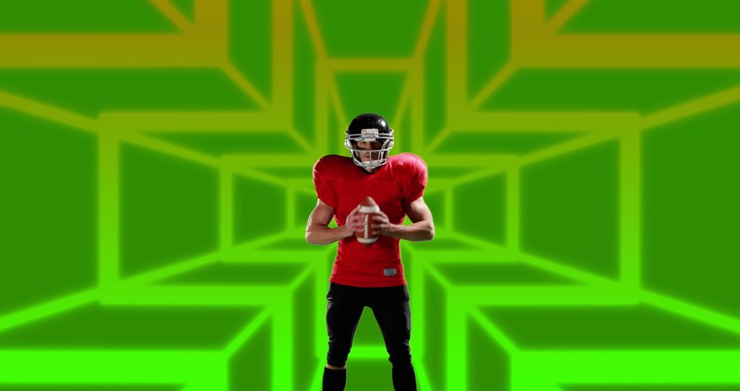 Abstract American Football Player with Futuristic Background