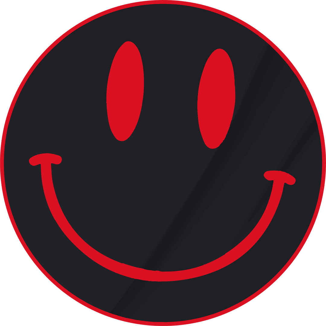 Minimalist Red Smiley Face Icon on Transparent Circle Background