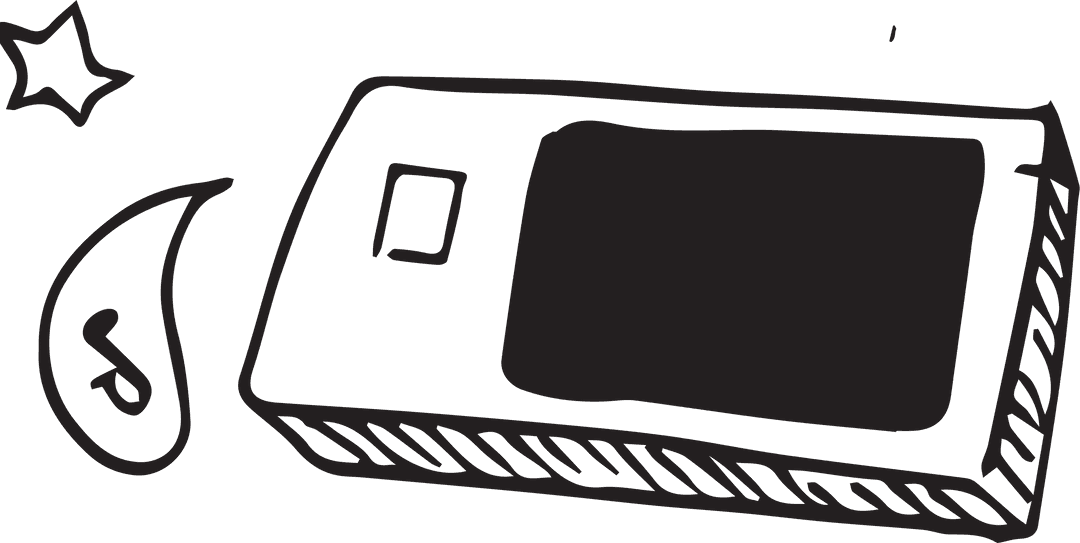 Hand Drawn Smartphone Sketch on Transparent Background