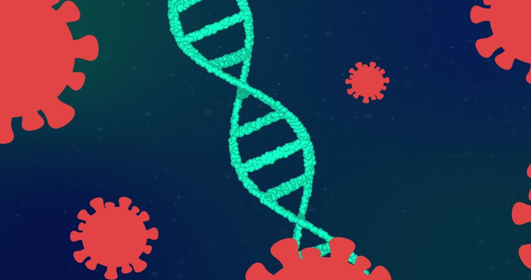 DNA Helix and Virus Cells Depicting Healthcare and Pandemic Research