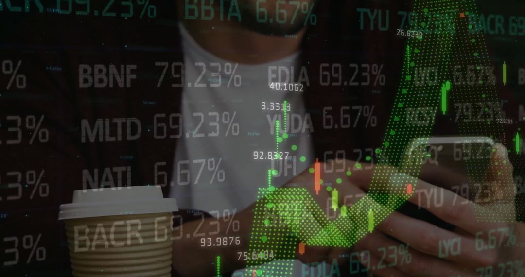 Stock Market Data Overlay with Professional in Office