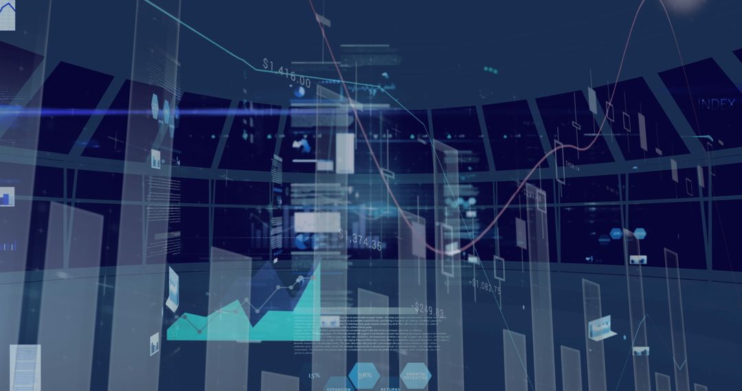 Futuristic Digital Interface with Data and Analytics