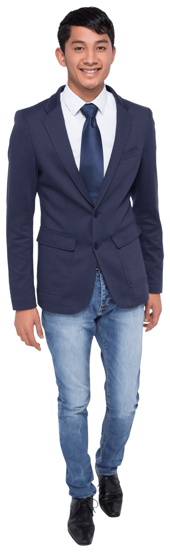 Transparent Image of Smiling Businessman in Suit and Jeans