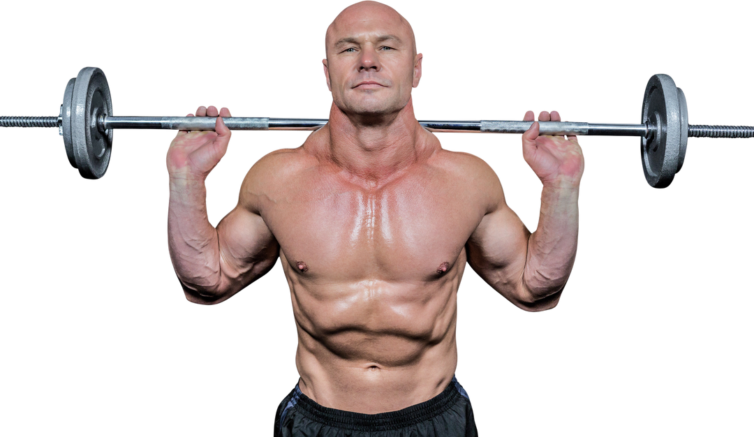 Confident Bald Man Lifting Crossfit Barbell Transparent Background - Download Free Stock Images Pikwizard.com