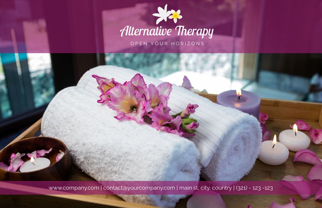 Serene Spa Setting with Candles and Flowers for Rejuvenation