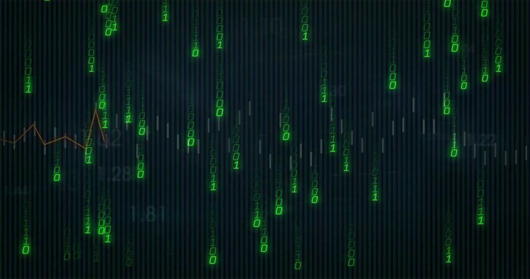 Cascading Green Binary Code with Line Graph and Candlesticks