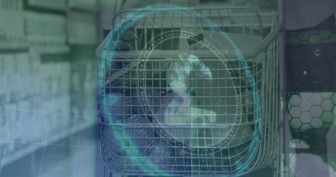 Futuristic Shopping Cart Concept with Digital Overlay