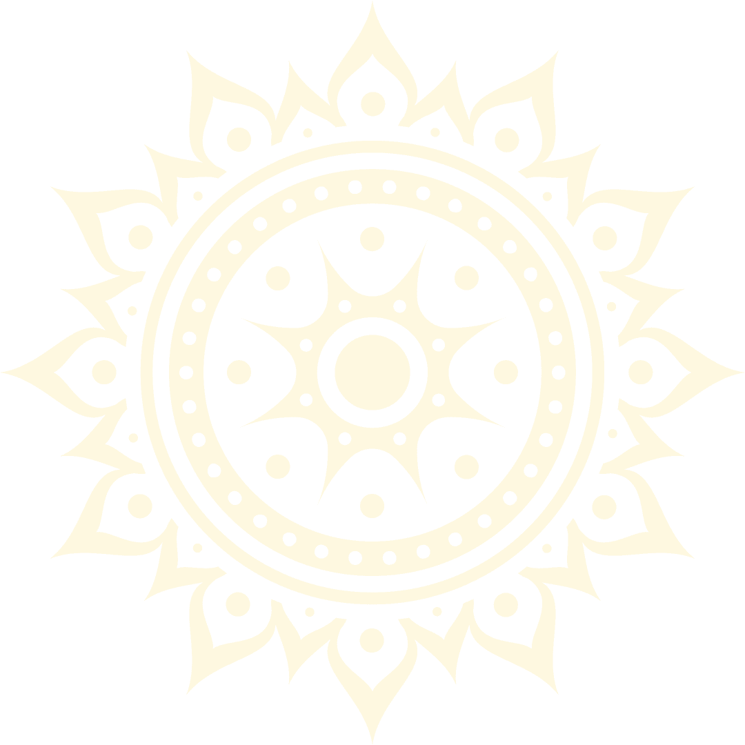 Ornamental Sun Icon on Transparent Background with Geometric Design