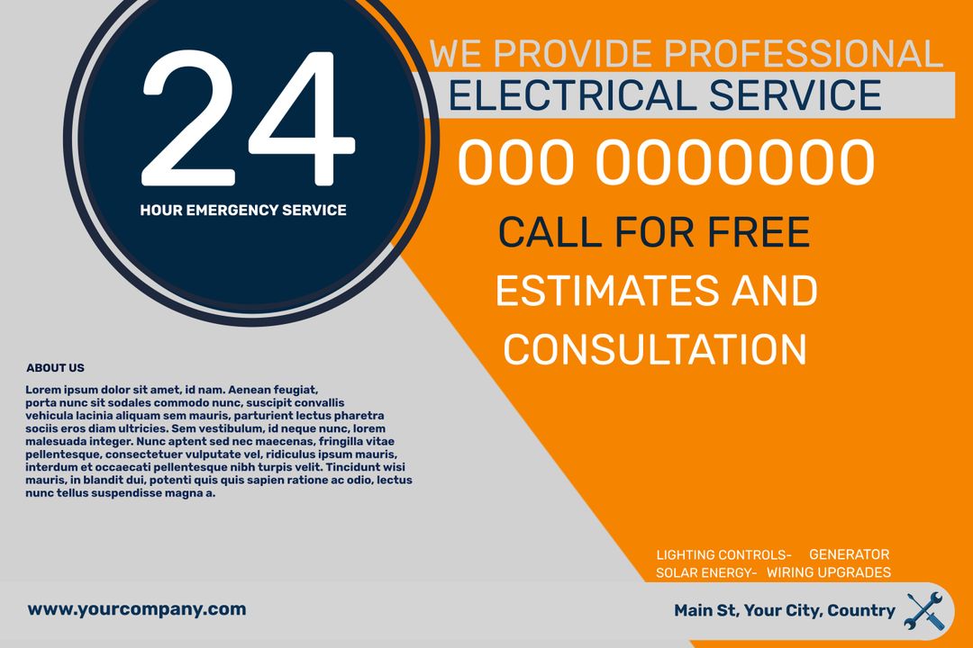 Professional 24/7 Electrical Service Banner with Contact Information