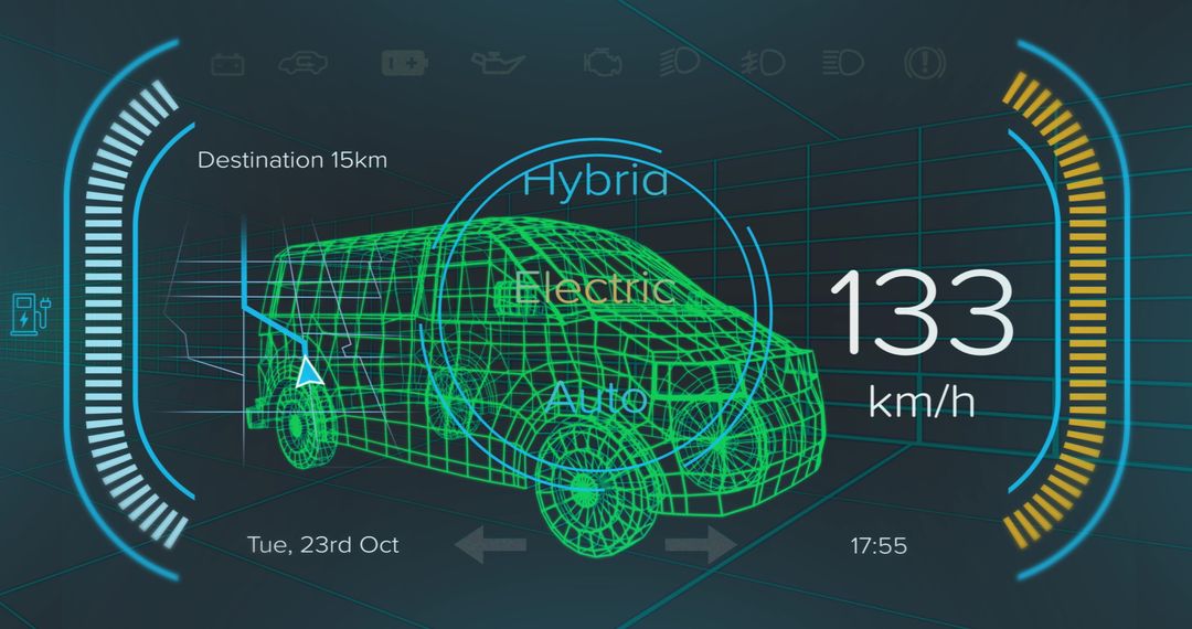 Futuristic Vehicle Interface Display with Hybrid Concept