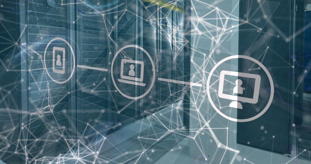Abstract Digital Connections Over Server Technology Background