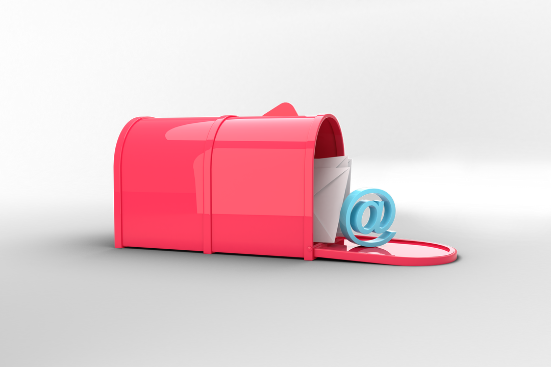 Transparent Illustration of Red Mailbox Including Letters and At Symbol - Download Free Stock Images Pikwizard.com