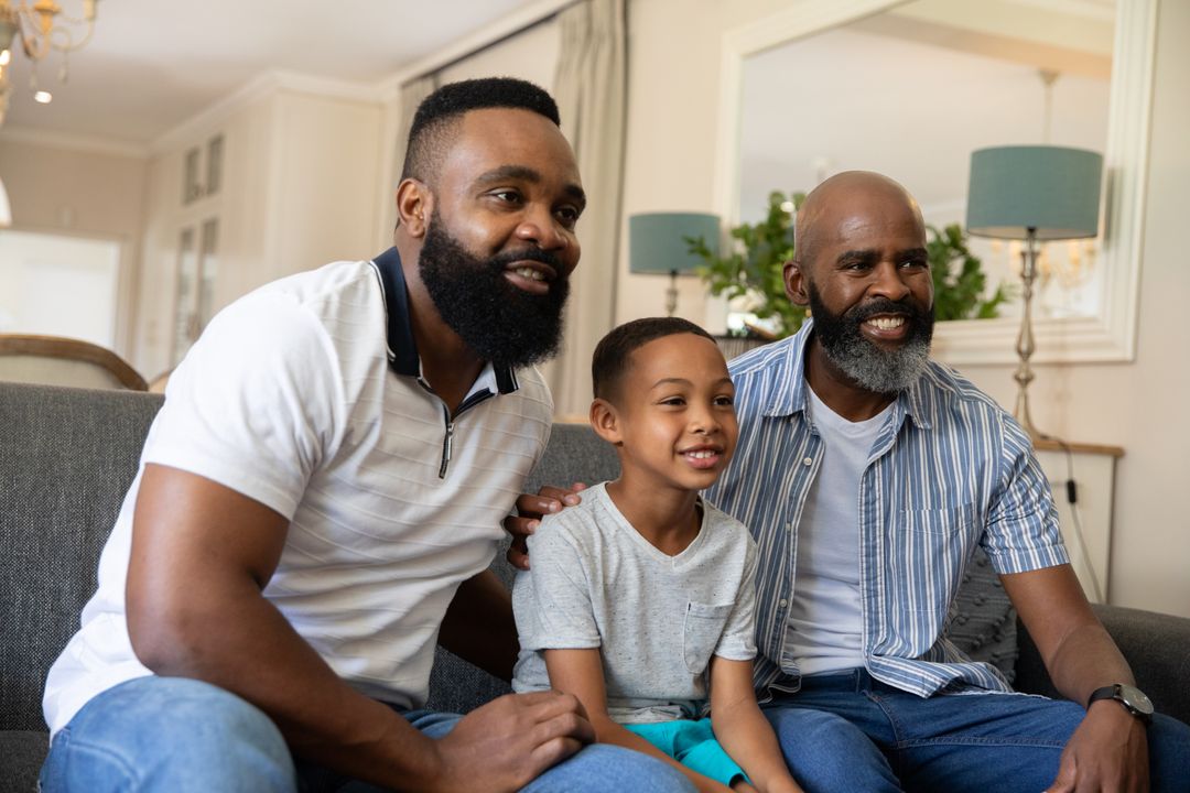 Happy Multigenerational Family Relaxing at Home