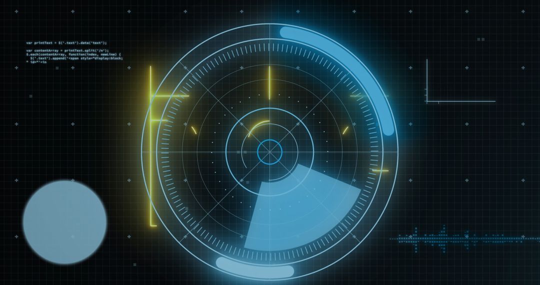 Futuristic digital interface with radar target display