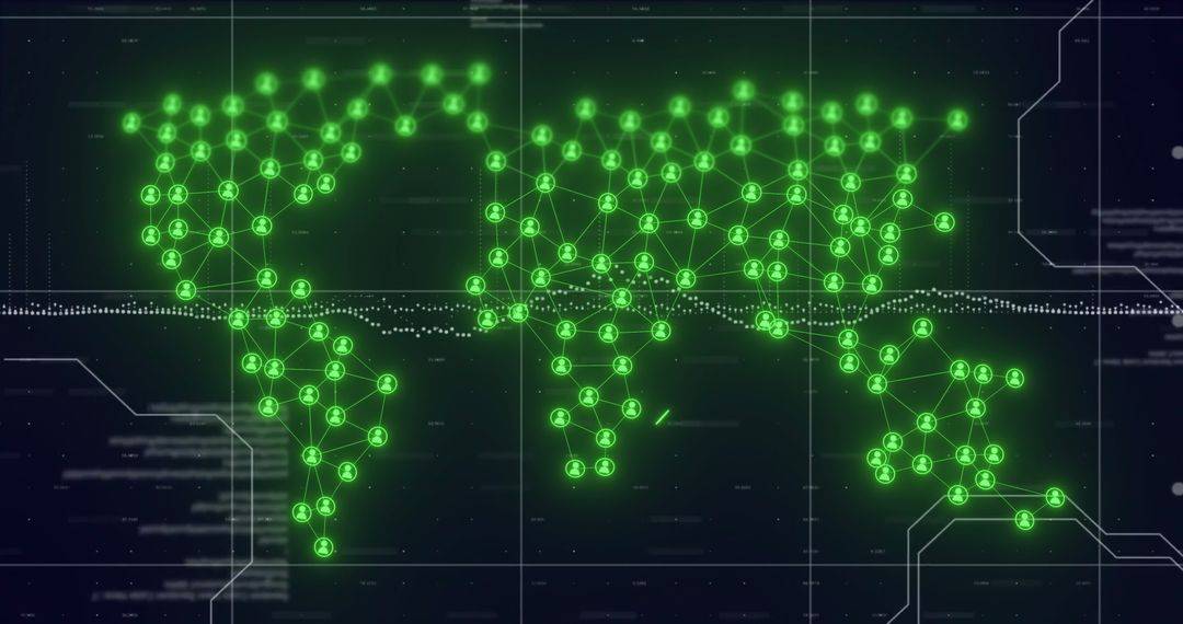 Digital Global Network Connectivity Across World Map