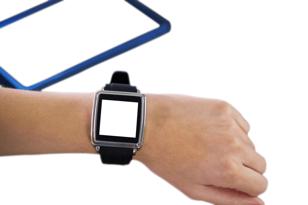 Smartwatch on Wrist with Transparent Background Digital Illustration