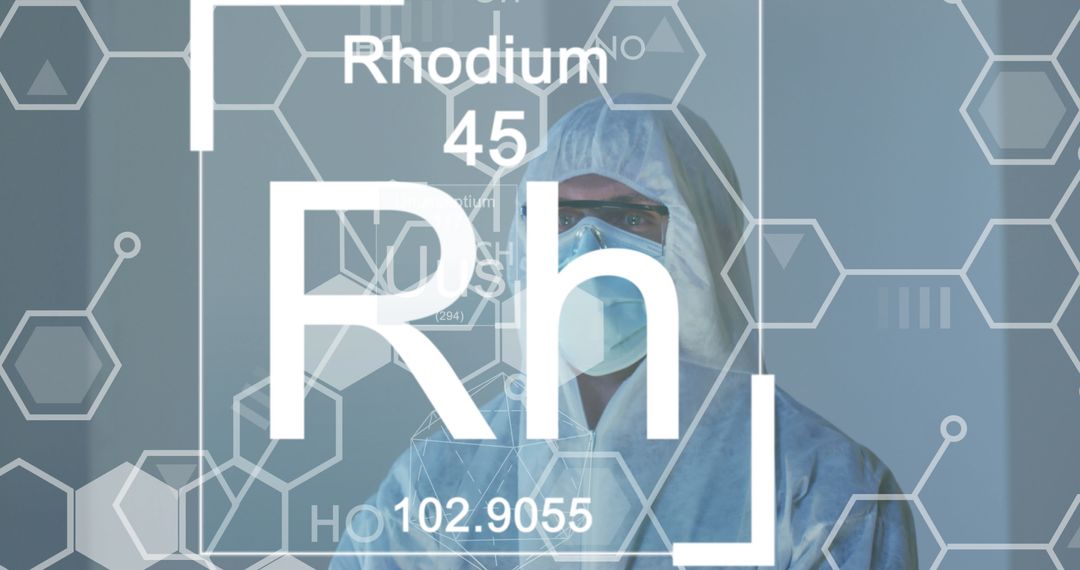 Caucasian Scientist in PPE with Element Symbols
