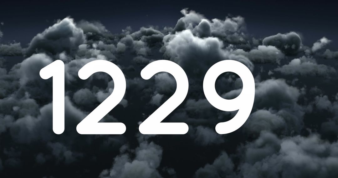 Dramatic Clouds with Bold White Numbers Overlay