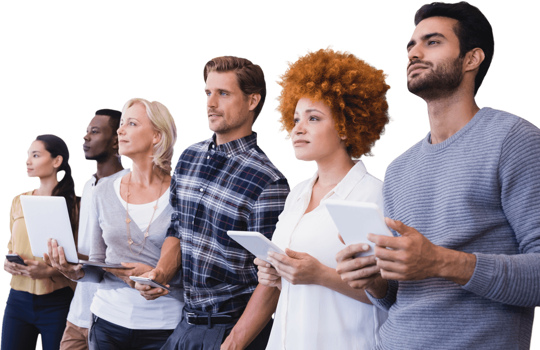 Transparent Diverse Business Team With Technology Devices