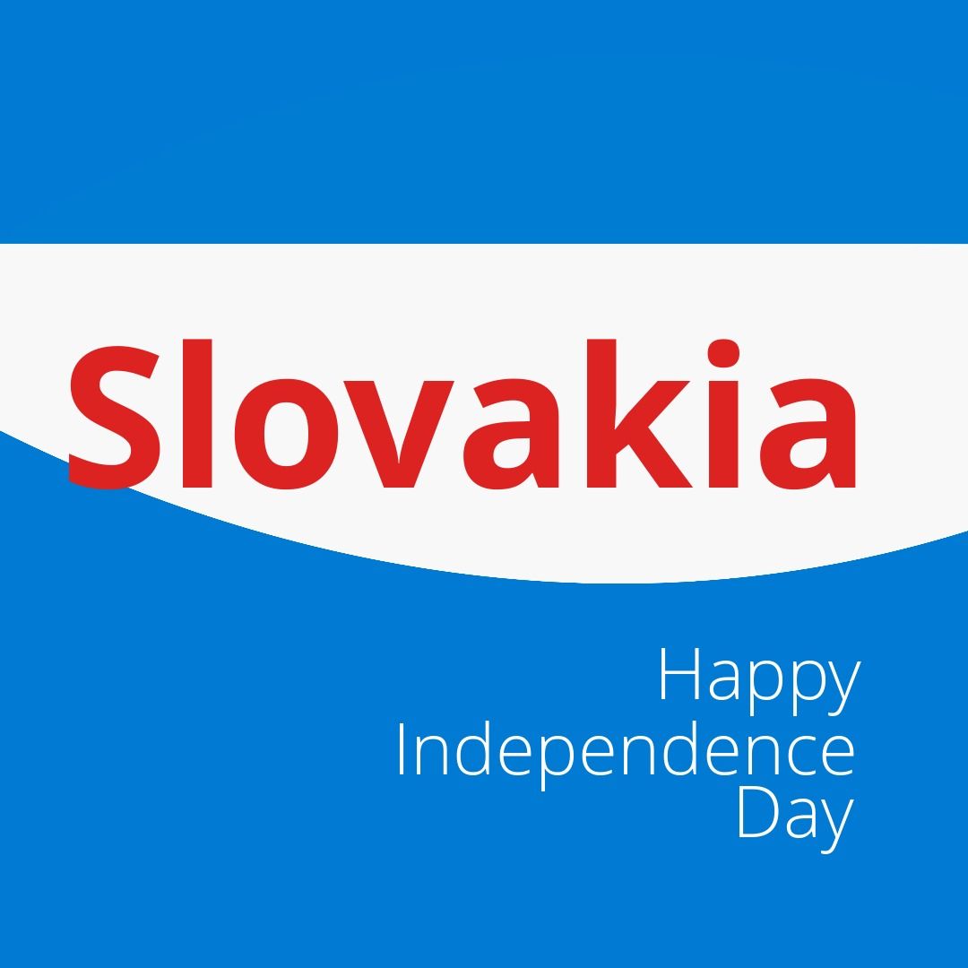 Composite image of slovakia happy independence day text on blue and white background, copy space - Download Free Stock Templates Pikwizard.com