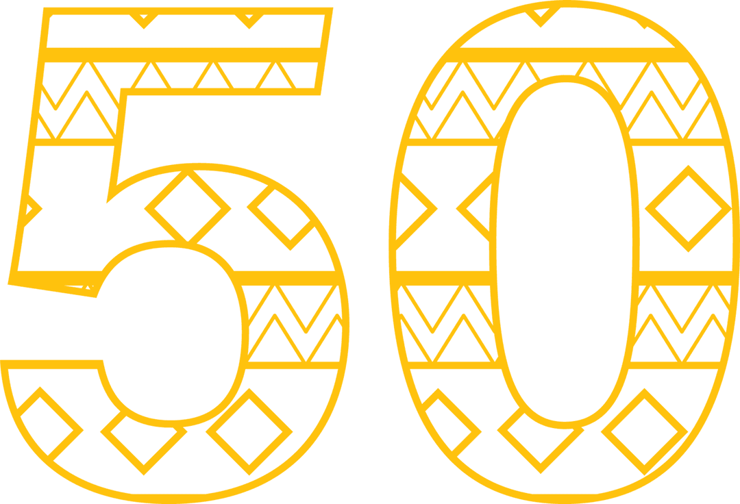 Transparent Patterned Yellow 50 Celebration Number