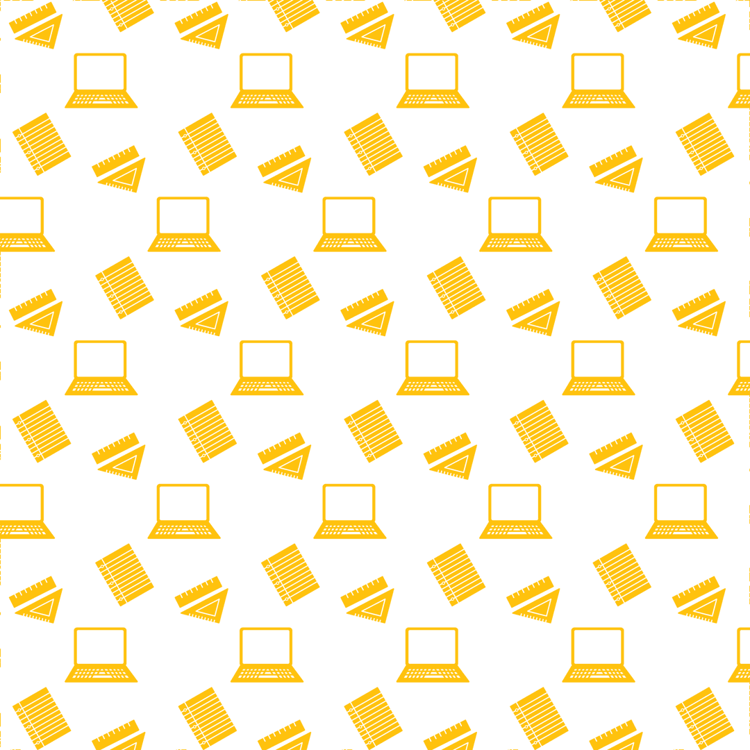Seamless Yellow Laptop and Notebook Pattern on Transparent Background