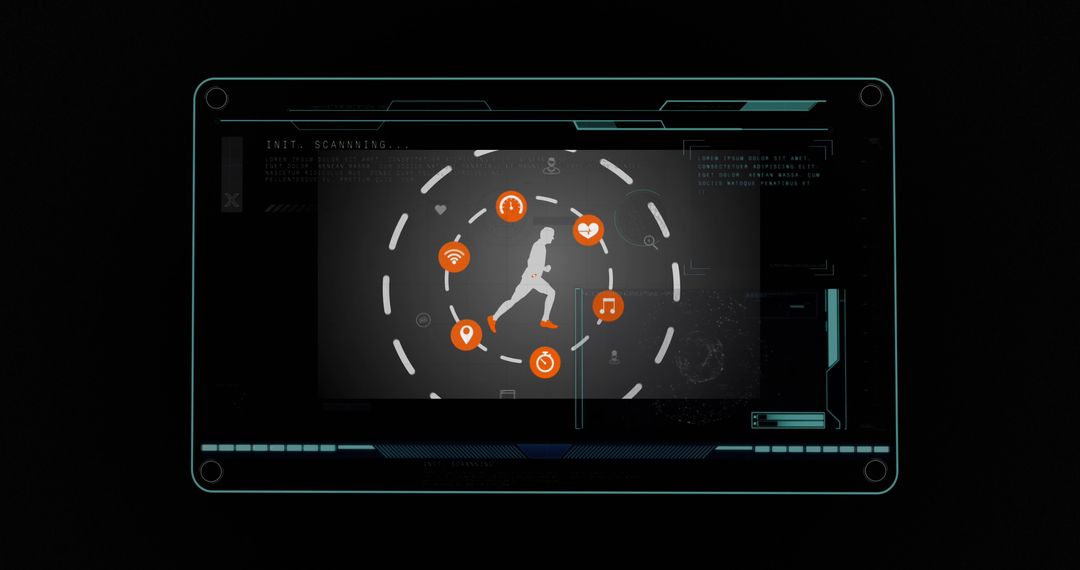 Futuristic Digital Interface with Data Processing in Sports