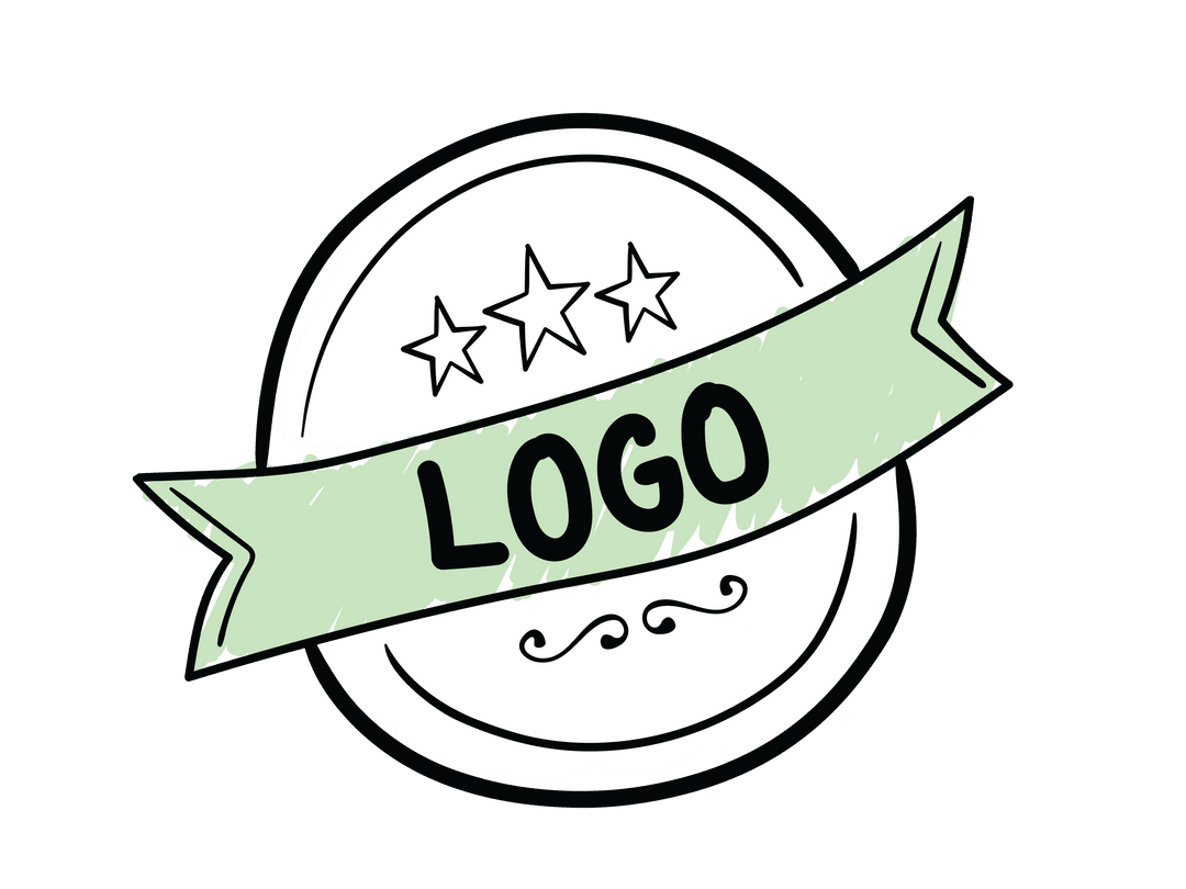 Illustrative Transparent Logo Design with Ribbon and Stars