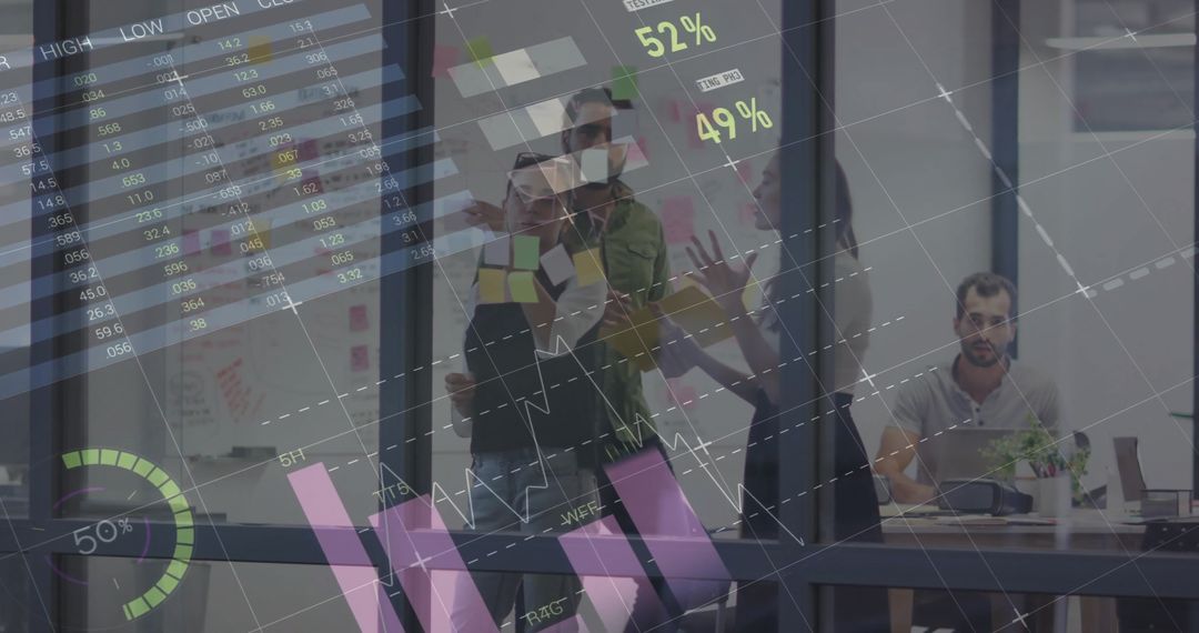 Financial Analysis with Diverse Team Collaboration in Modern Office