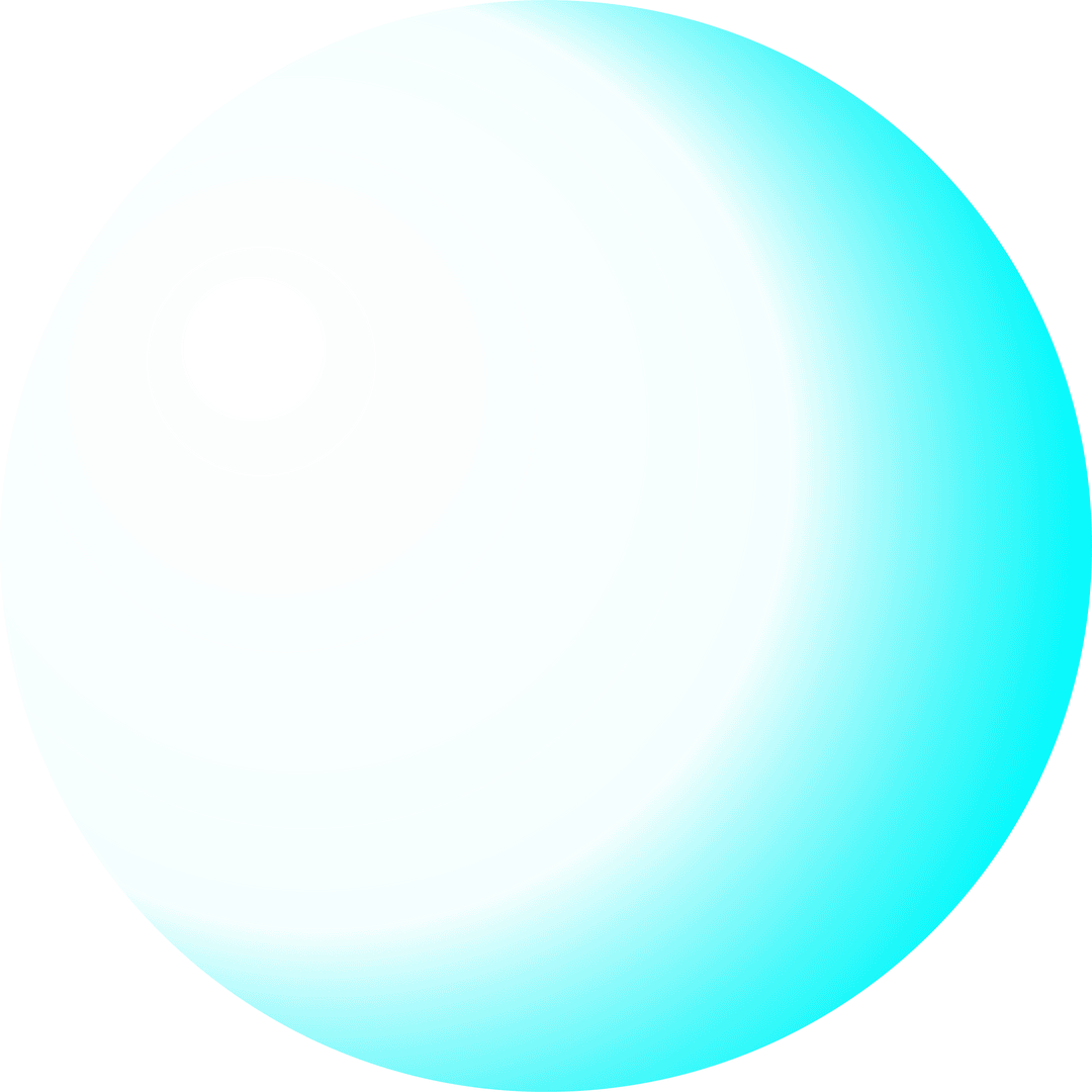 Abstract Cyan Geometric Disc with Off-Center Ring on Transparent Background