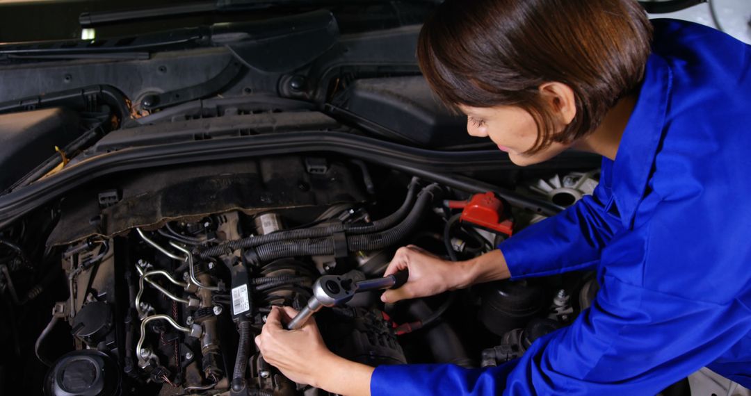 Female Mechanic Repairing Car in Professional Auto Service Workshop - Free Images, Stock Photos and Pictures on Pikwizard.com