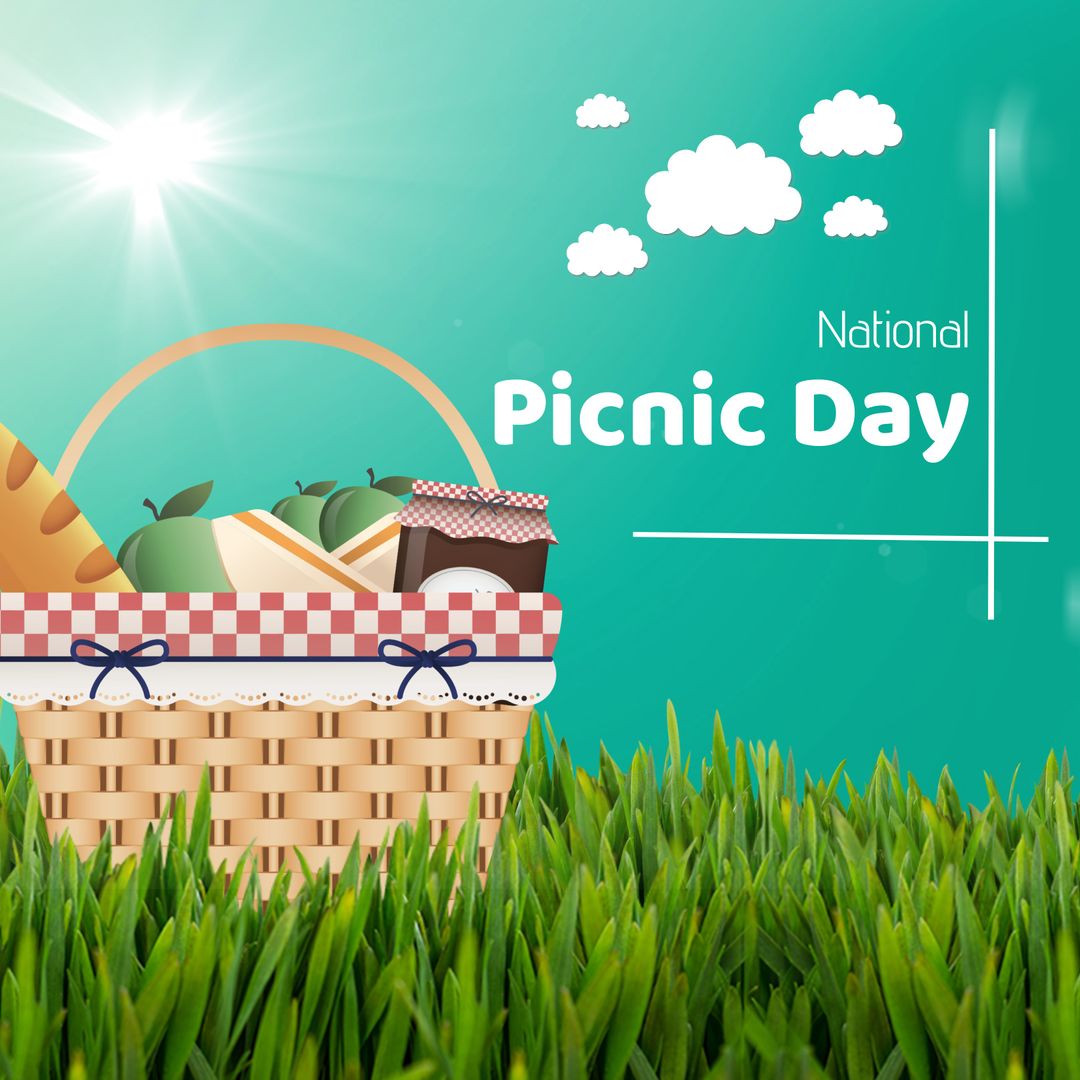National Picnic Day Celebration with Basket and Scenic Background