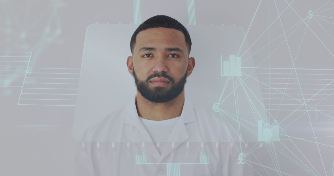 Digital Interface Projecting Woman in Lab Context