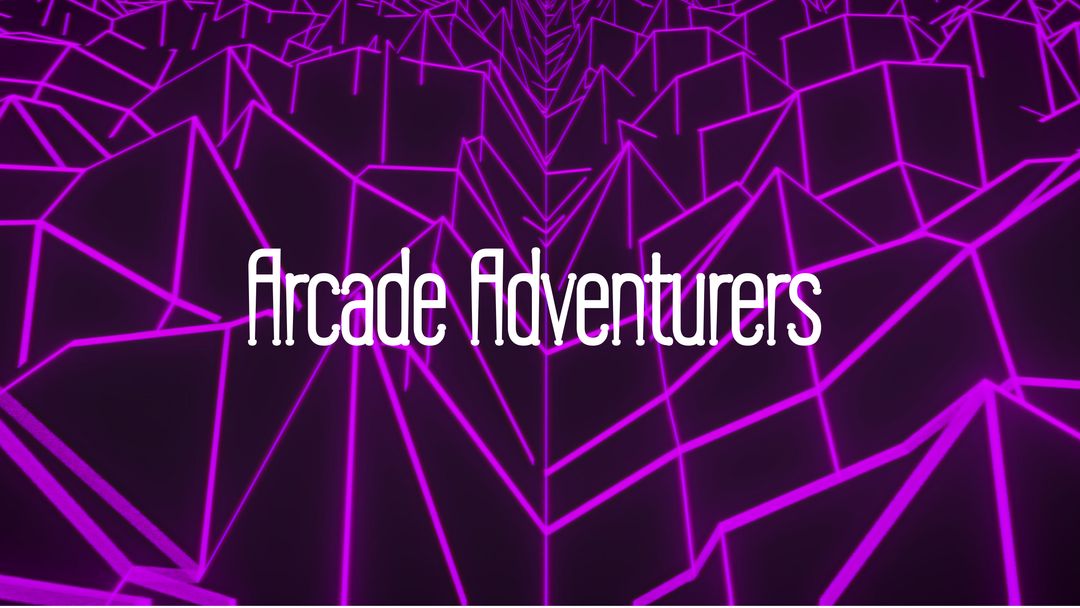 Retro Arcade Adventures Text with Purple Grid Abstract Pattern - Download Free Stock Templates Pikwizard.com