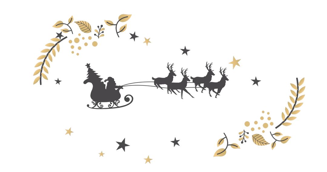 Holiday Sleigh Silhouette with Reindeer Ornamentation