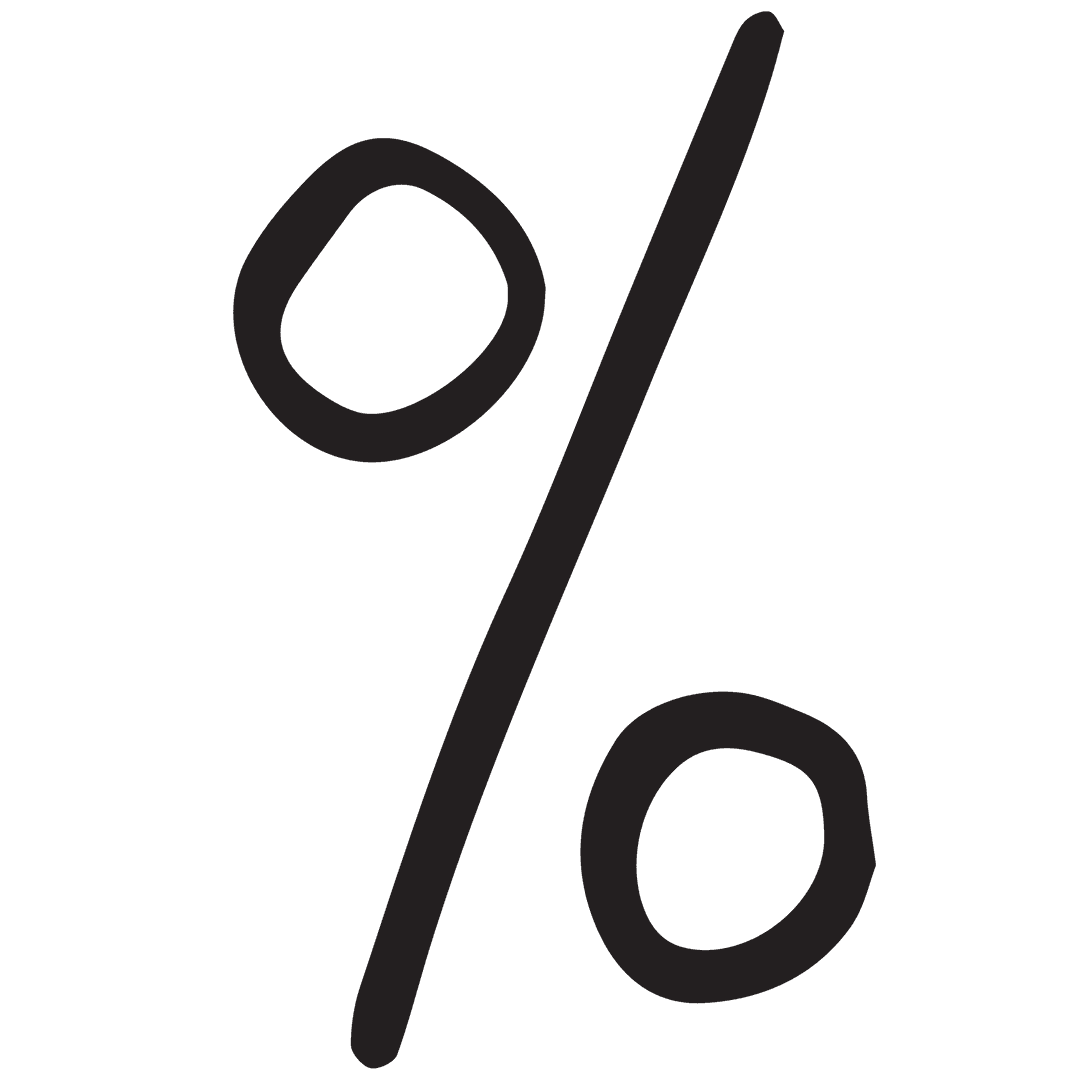 Black Hand-drawn Percent Symbol on Transparent Background