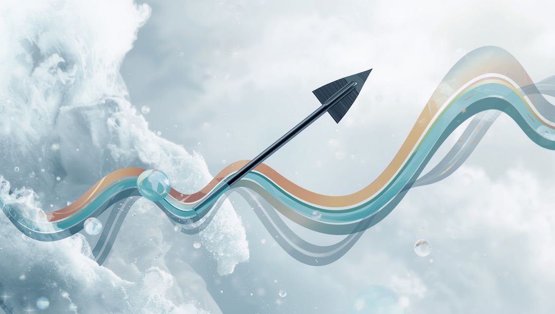 Futuristic Arrow Exploring Digital Waves in 3D Space